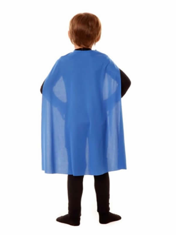 capa superheroe infantil azul de 70 cm