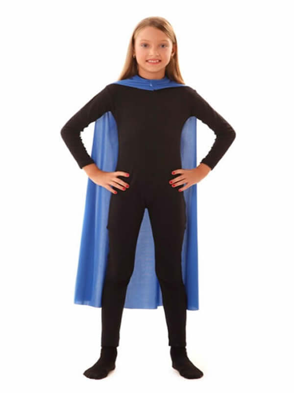 capa superheroe infantil azul de 90 cm