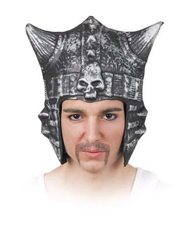 casco guerrero demonio con calavera gris plata
