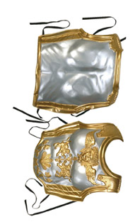 coraza romana decorada oro y plata 2 partes 58 x 42 cm
