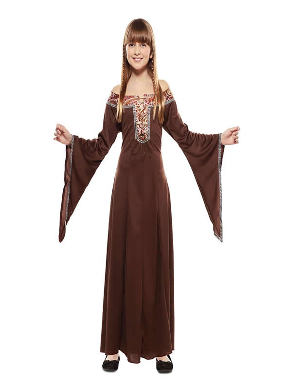 disfraz de dama medieval marron niña