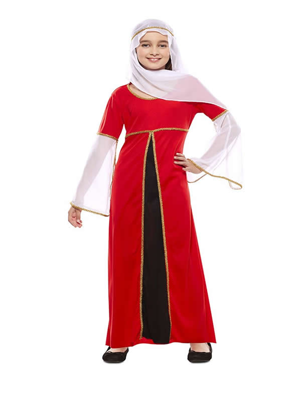 disfraz de dama medieval roja niña