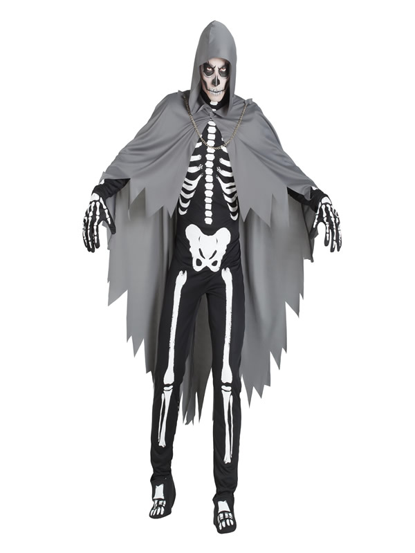 disfraz de esqueleto con capa hombre