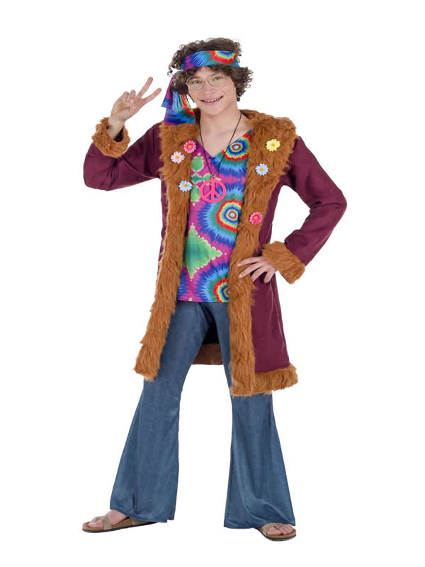 disfraz de hippie lujo con abrigo hombre