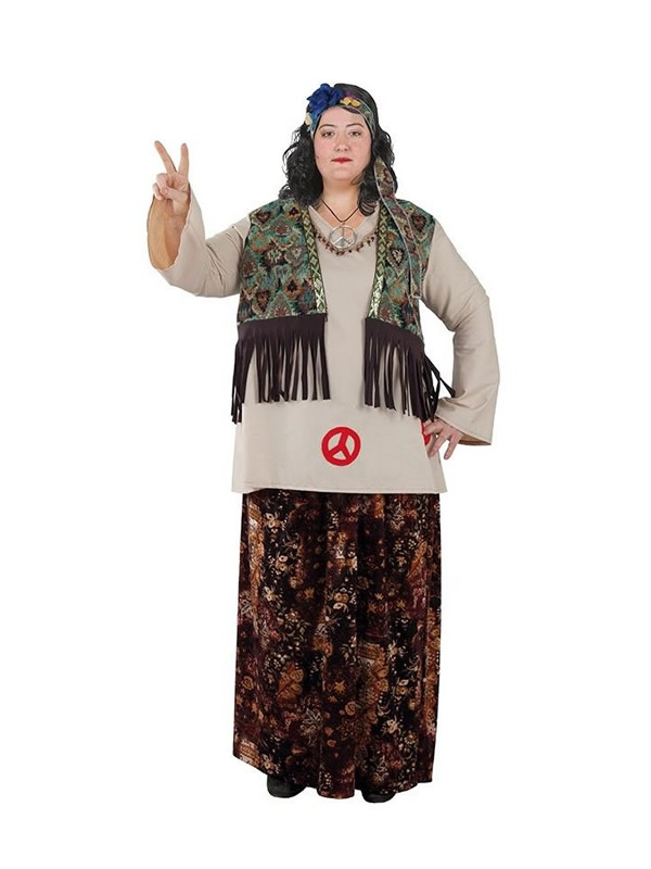disfraz de hippie talla grande para mujer