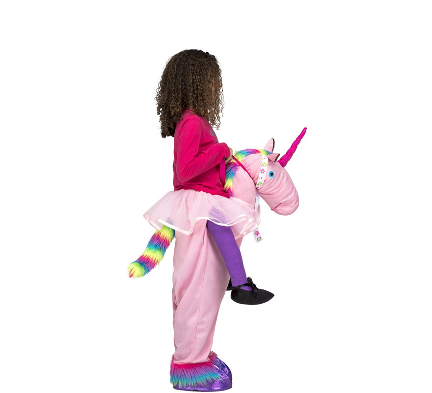 disfraz de unicornio rosa a hombros para niña