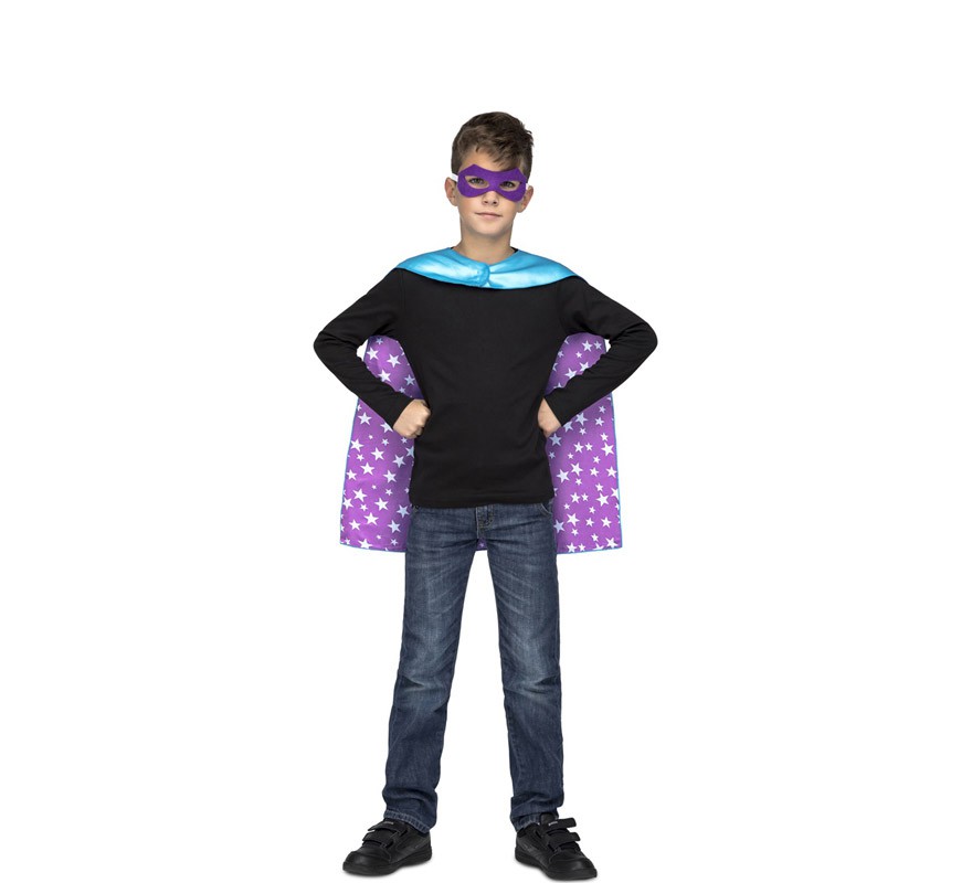 disfraz o capa de super heroe azul para niños