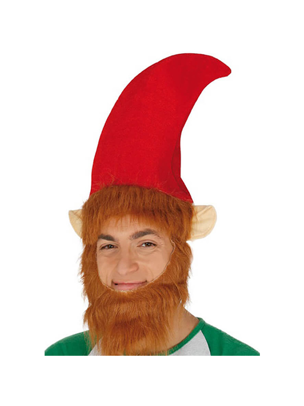 gorro de elfo rojo con barba