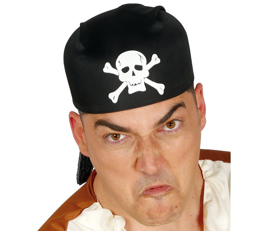 gorro o bandana de pirata negro tela gui13665.jpg