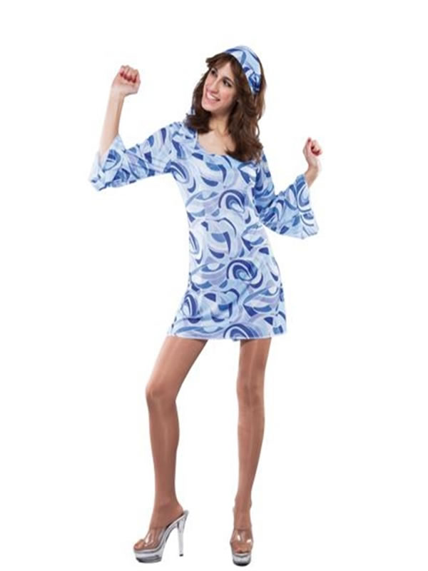 vestido hippie azul para mujer