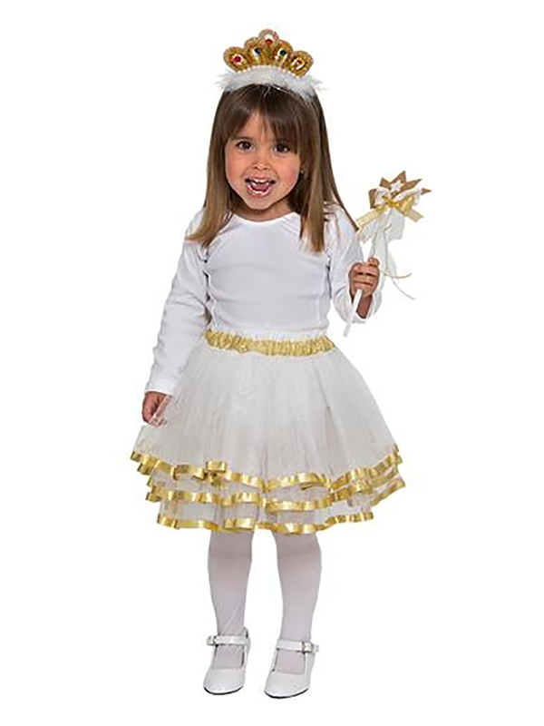kit de princesa oro para bebe tiara varita y falda