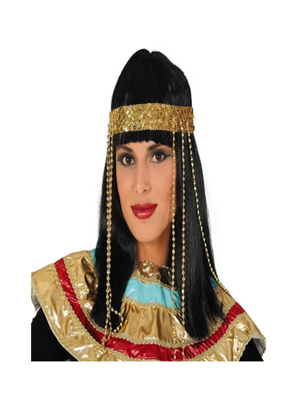 peluca de egipcia cleopatra con diadema