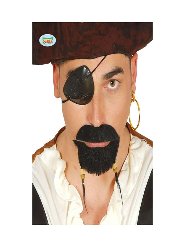 perilla y bigote pirata en negro