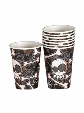 bolsa de 8 vasos de calaveras y huesos