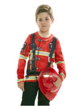 camiseta disfraz bombero o bombera para niño