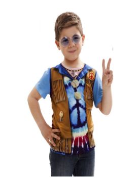 camiseta disfraz hippie para niño