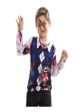 camiseta disfraz zombie para niño