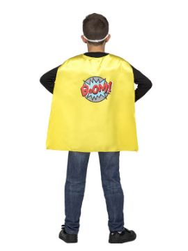 capa o disfraz de superheroe amarilla infantil