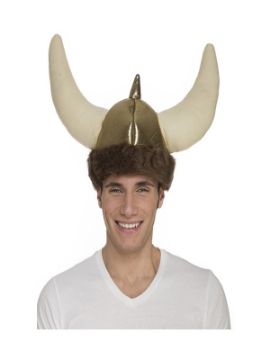 casco de vikingo con cuernos de tela