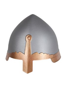 casco medieval de combate cruzado gris y dorado adulto