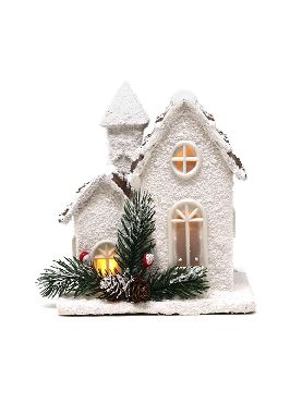 casita madera con led 18 cms navidad