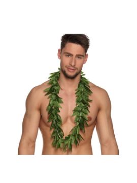 collar hawaiano de hojas verdes
