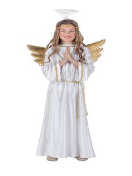disfraz de angel con alas doradas infantil