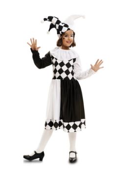 disfraz de arlequina blanco y negro para niña