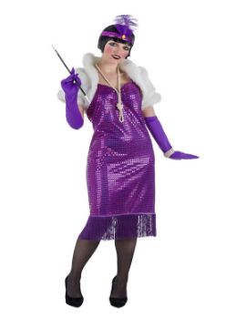 disfraz de charleston lujo purpura para mujer