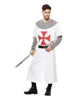 disfraz de cruzado medieval blanco hombre