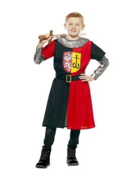 disfraz de cruzado medieval rojo y negro niño
