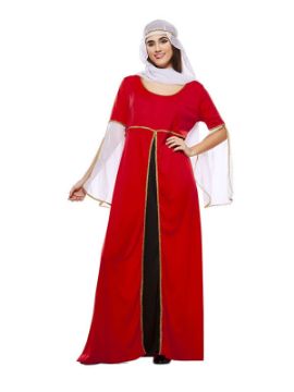 disfraz de dama medieval roja mujer