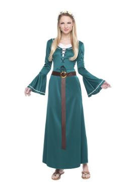 disfraz de dama medieval verde mujer