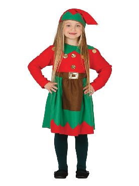 disfraz de elfa roja y verde para niña