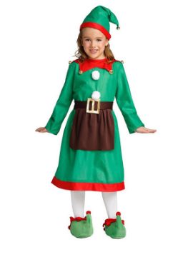 disfraz de elfa verde roja niña