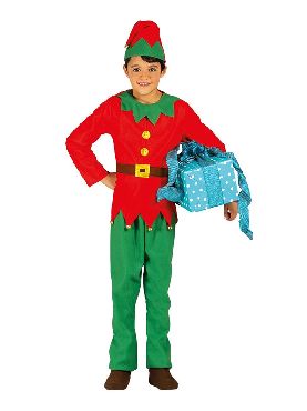 disfraz de elfo verde y rojo para niño