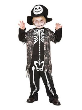 disfraz de esqueleto con chaleco gris niño