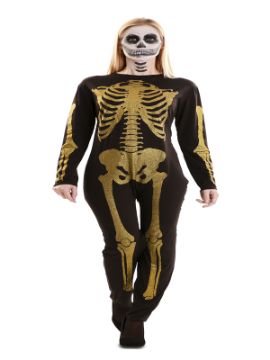 disfraz de esqueleto glitter oro mujer