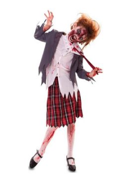 disfraz de estudiante zombie de niña