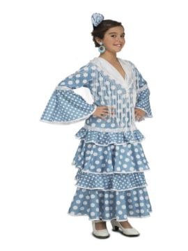 disfraz de flamenca de huelva azul niña