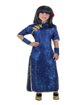 disfraz de gheisa azul para niña