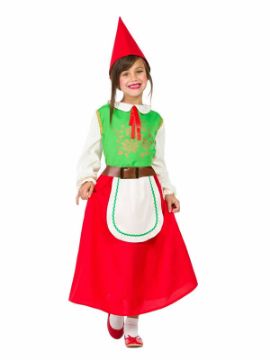disfraz de gnomo verde y rojo niña