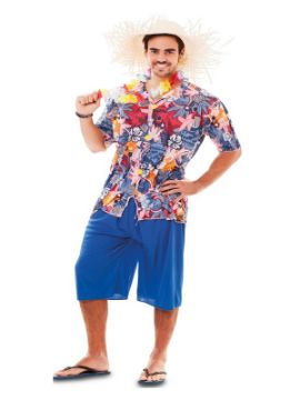 disfraz de hawaiano azul para hombre