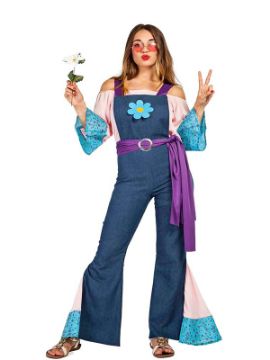 disfraz de hippie con flor mujer