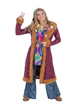 disfraz de hippie lujo con abrigo mujer