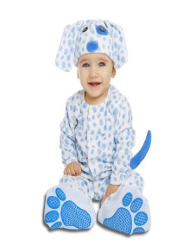 disfraz de perrito blanco manchas azules bebe