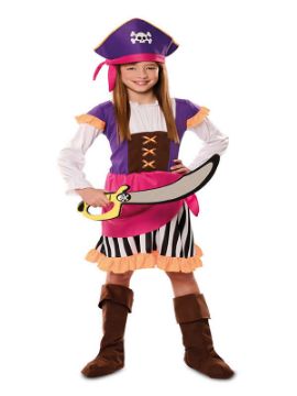 disfraz de pirata lila para niña