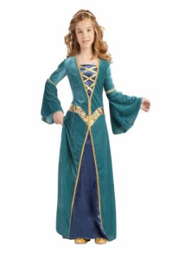 disfraz de princesa medieval verde para niña
