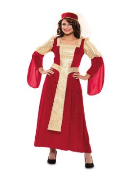 disfraz de reina medieval roja mujer