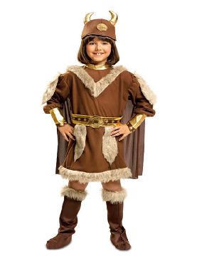 disfraz de vikinga marron para niña